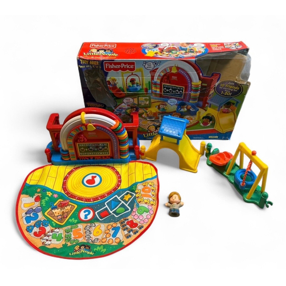 Fisher Price Little People Preschool Playset ABC 123 Mat Works w/ Box Vintage